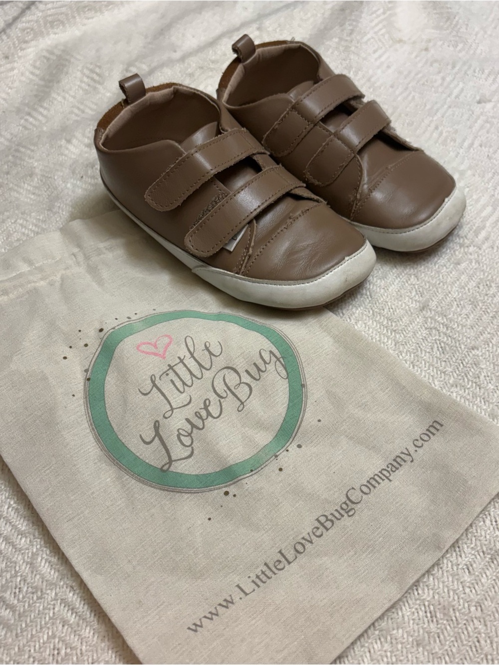 Little Love Bug brown leather shoes